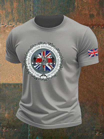 Men's British Veteran imitation cotton short-sleeved T-shirt