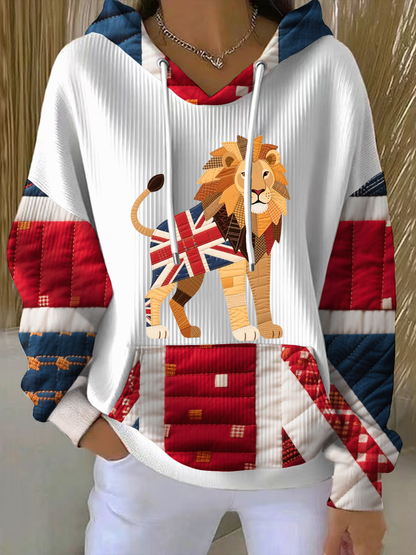 Women's British patchwork lion Printed Tops