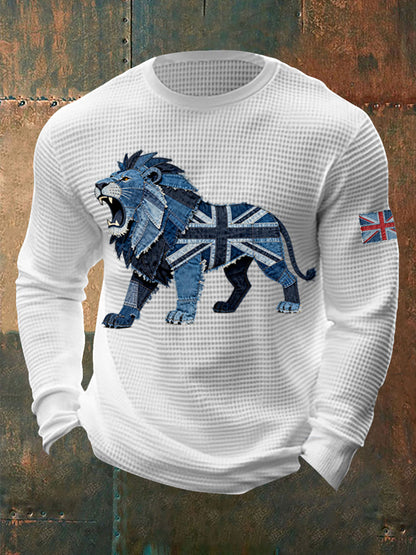 Men's British Faux Denim Waffle Top