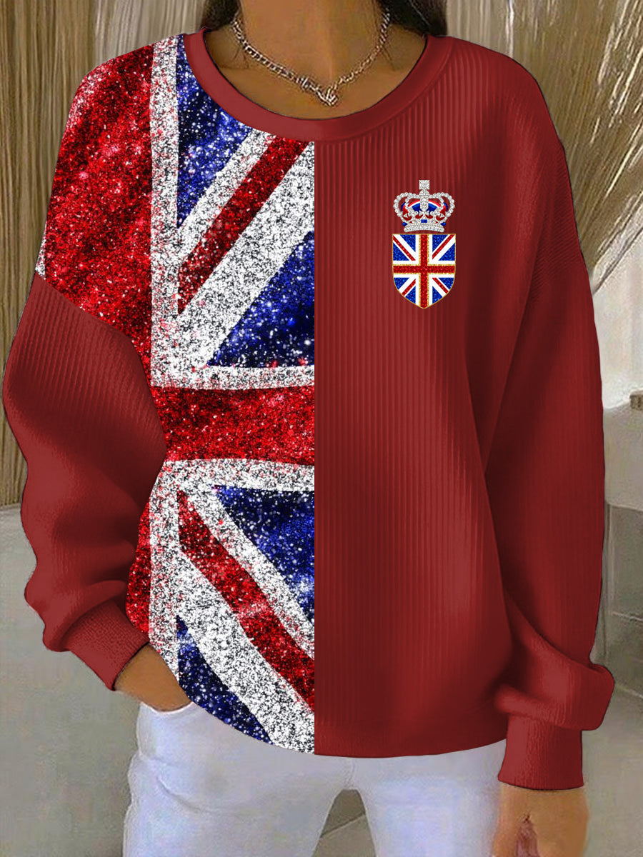 Women's British style Print Casual Sweatshirt