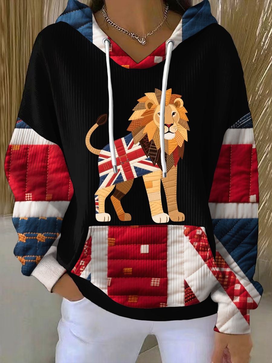 Women's British patchwork lion Printed Tops