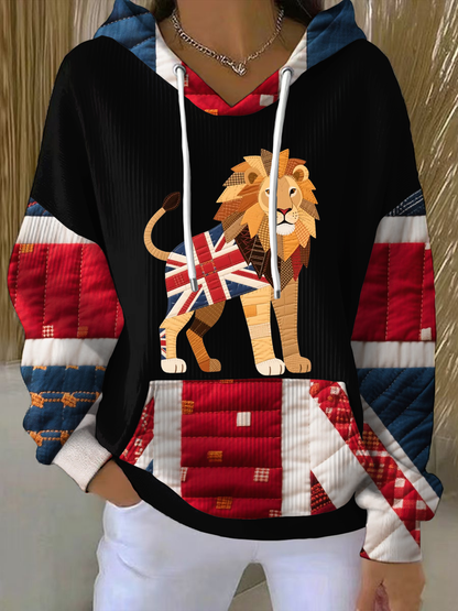 Women's British patchwork lion Printed Tops