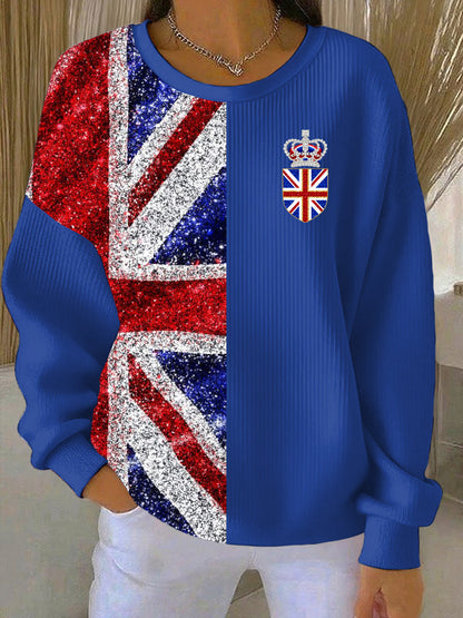 Women's British style Print Casual Sweatshirt