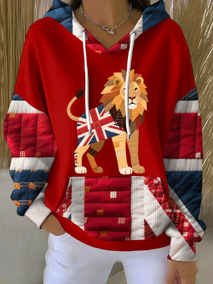 Women's British patchwork lion Printed Tops