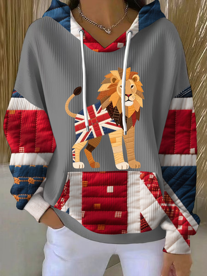Women's British patchwork lion Printed Tops