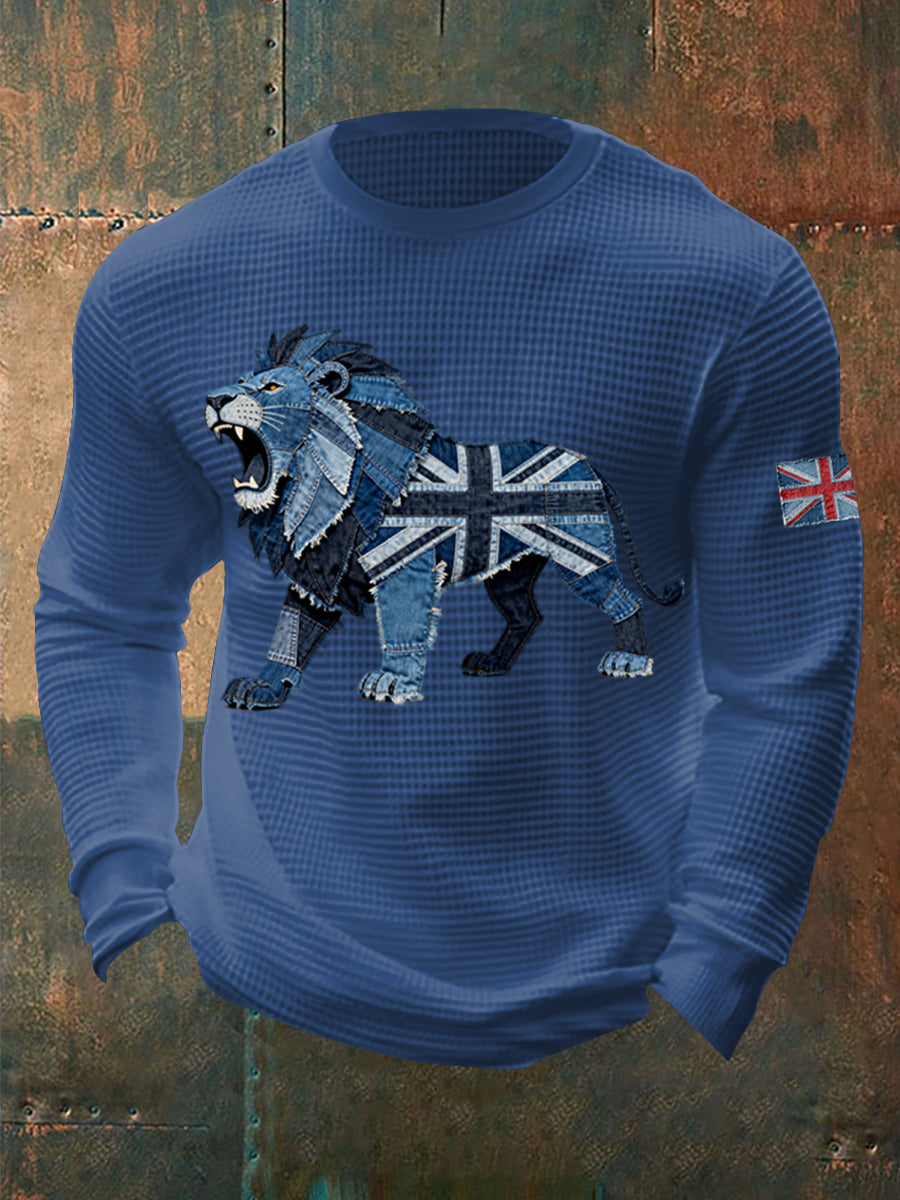 Men's British Faux Denim Waffle Top