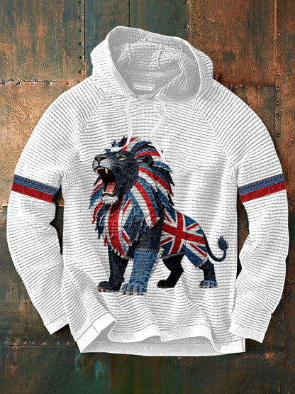 Men's British Faux Denim Waffle Hoodie