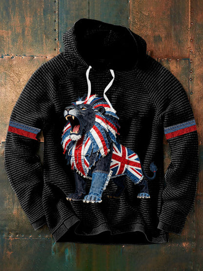 Men's British Faux Denim Waffle Hoodie