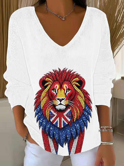 Women's British imitation diamond hot-drilling  Printed Tops