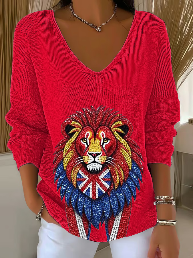 Women's British imitation diamond hot-drilling  Printed Tops