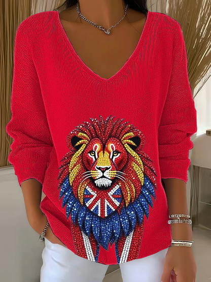 Women's British imitation diamond hot-drilling  Printed Tops