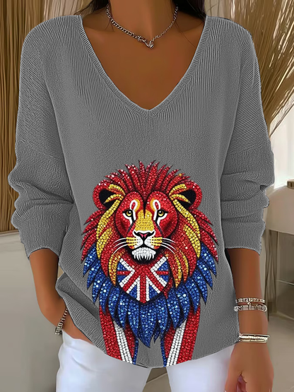 Women's British imitation diamond hot-drilling  Printed Tops