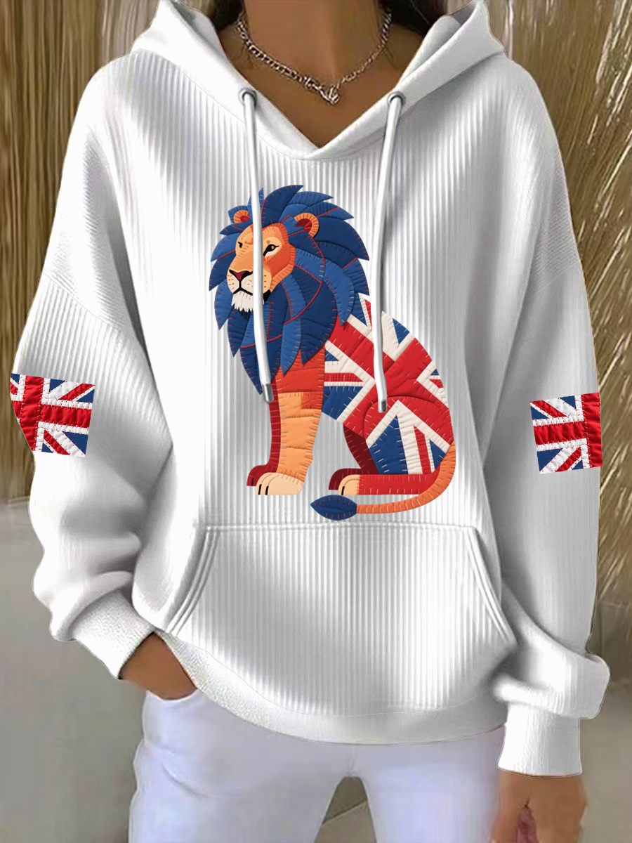 Women's British patchwork lion Printed Tops