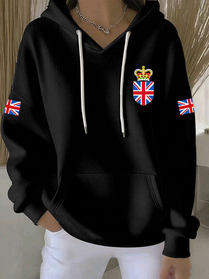 Women's British style Print Casual Hoodie