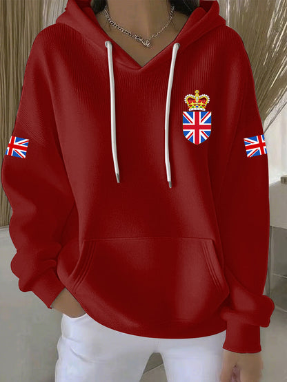 Women's British style Print Casual Hoodie