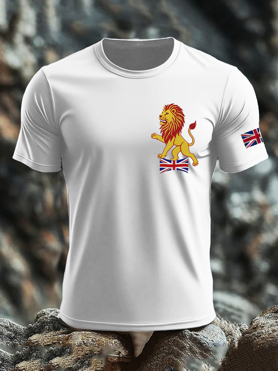 Men's British imitation diamond hot-drilling Printed imitation cotton short-sleeved T-shirt