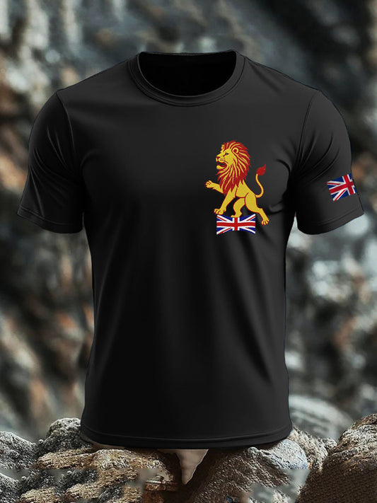 Men's British imitation diamond hot-drilling Printed imitation cotton short-sleeved T-shirt