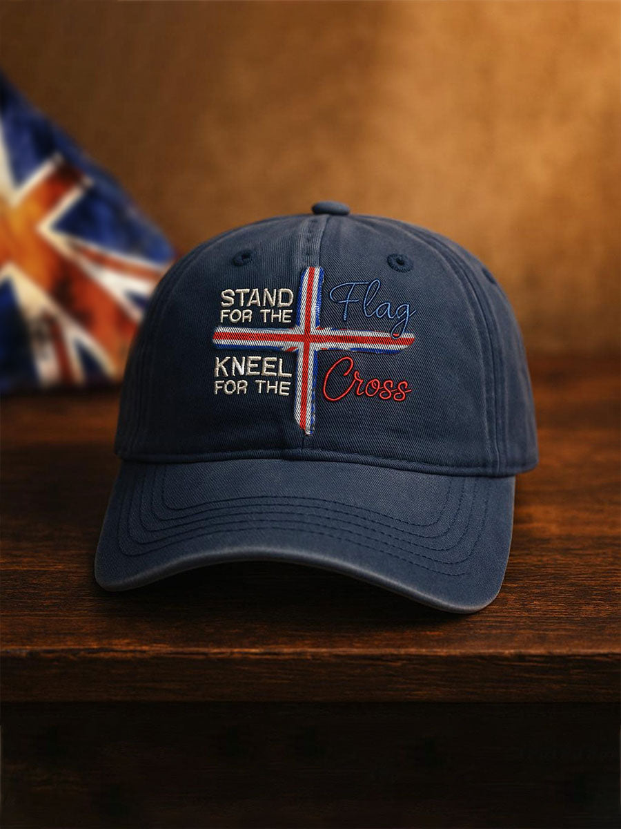 Unisex Stand For The Flag Kneel For The Cross UK Flag Faith Printed Hat