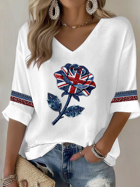 British style imitation denim rhinestone hot-drill