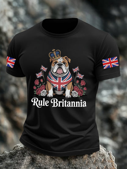Men's Vintage England Flag Rule Britannia Printed T-shirt