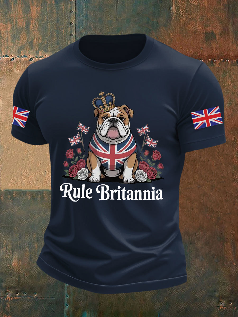 Men's Vintage England Flag Rule Britannia Printed T-shirt