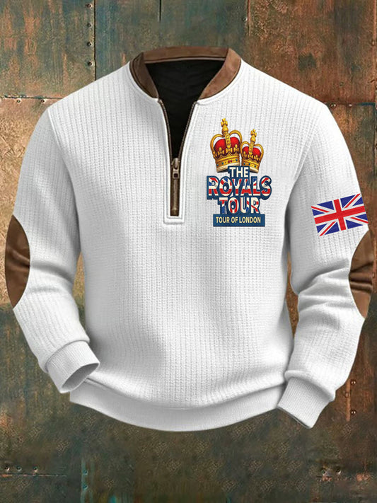 Men's Vintage England Flag The Royals Tour Printed Sweatshirt