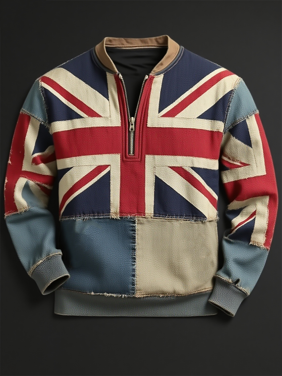 Men's Union Jack and patchwork printed Sweatshirt