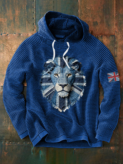 Men's British Faux Denim Waffle Hoodie