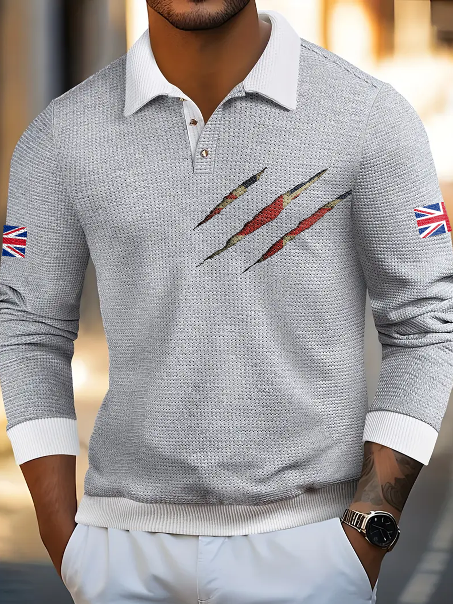 Men's UK Flag Art Printed Casual Tops