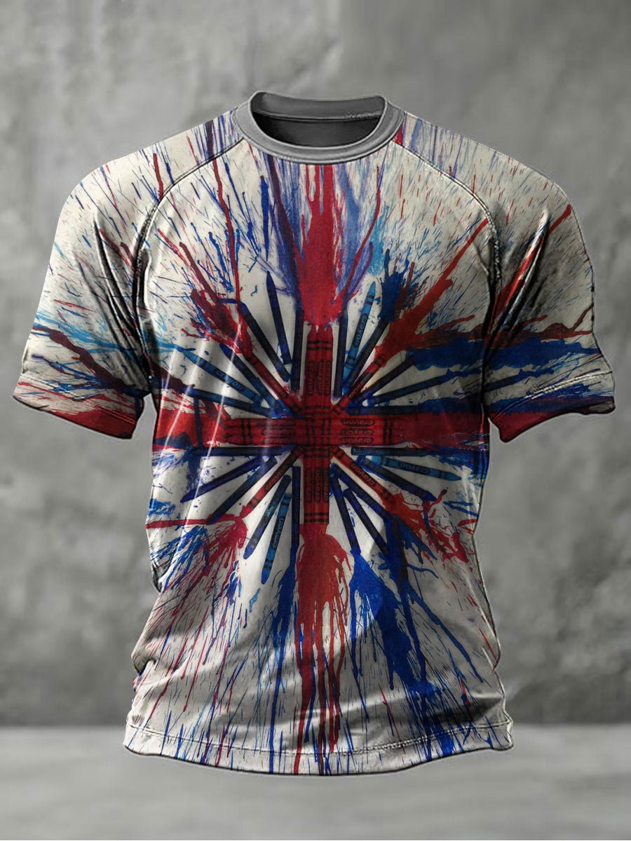 Men's British Flag Printed Casual short sleeves t-shirt