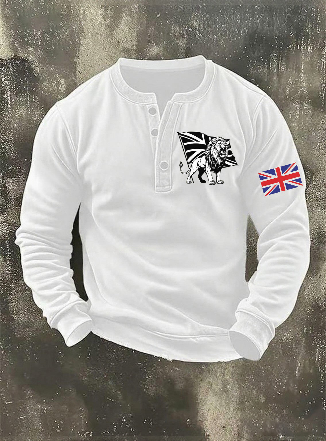 Men's Vintage England Flag Lion Printed Sweatshirt