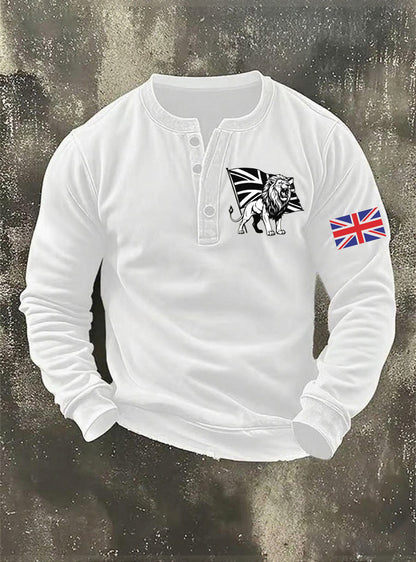 Men's Vintage England Flag Lion Printed Sweatshirt