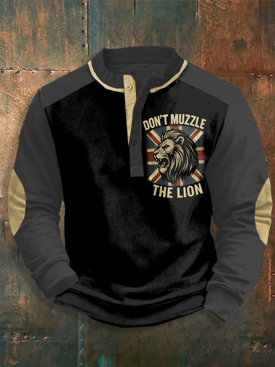 Men's Don't Muzzle The Lion Printed Long Sleeves Top