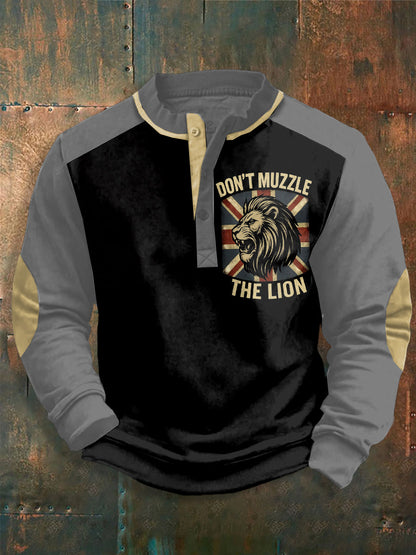 Men's Don't Muzzle The Lion Printed Long Sleeves Top