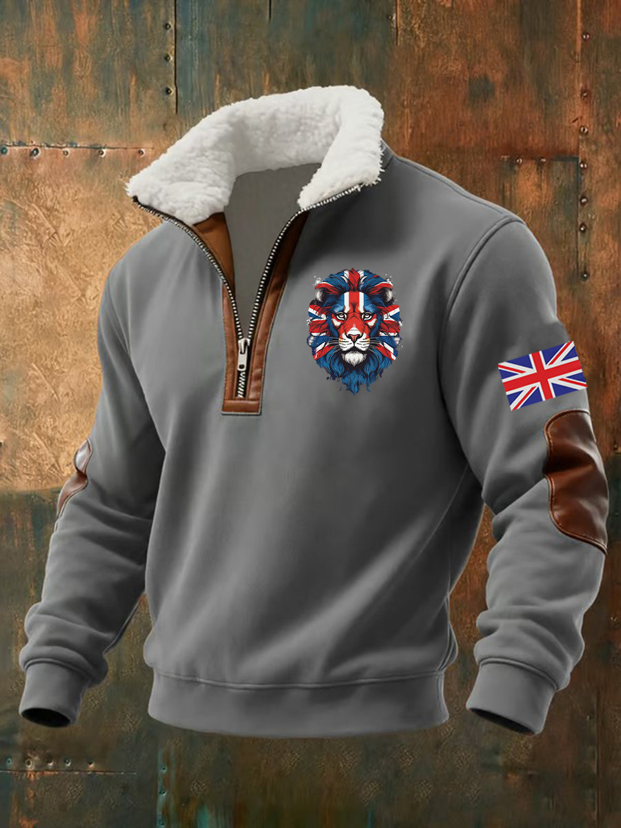 Men's Vintage British Lion Print Sweatshirt