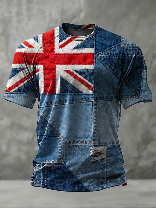 Men's British Flag Printed Casual short sleeves t-shirt