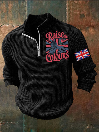 Men's Vintage England Flag Lion Printed Sweater