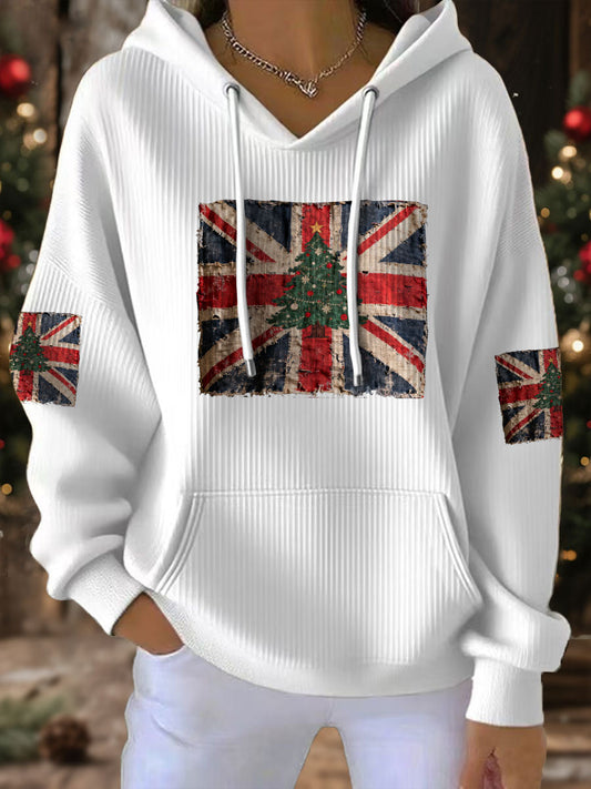 Women's UK Flag Christmas Santa Printed Sweatshirt