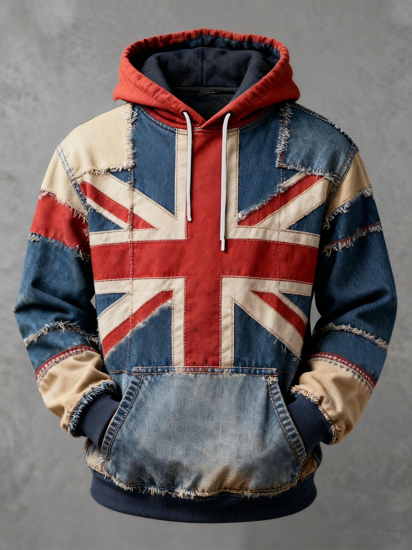 Men's Vintage England Flag Printed Casual Hoodie