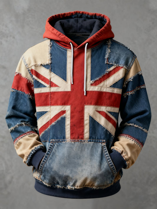 Men's Vintage England Flag Printed Casual Hoodie