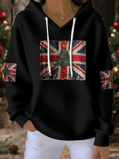 Women's UK Flag Christmas Santa Printed Sweatshirt