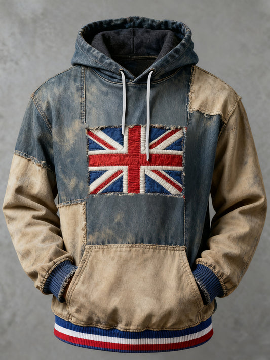 Men's Vintage England Flag Printed Casual Hoodie