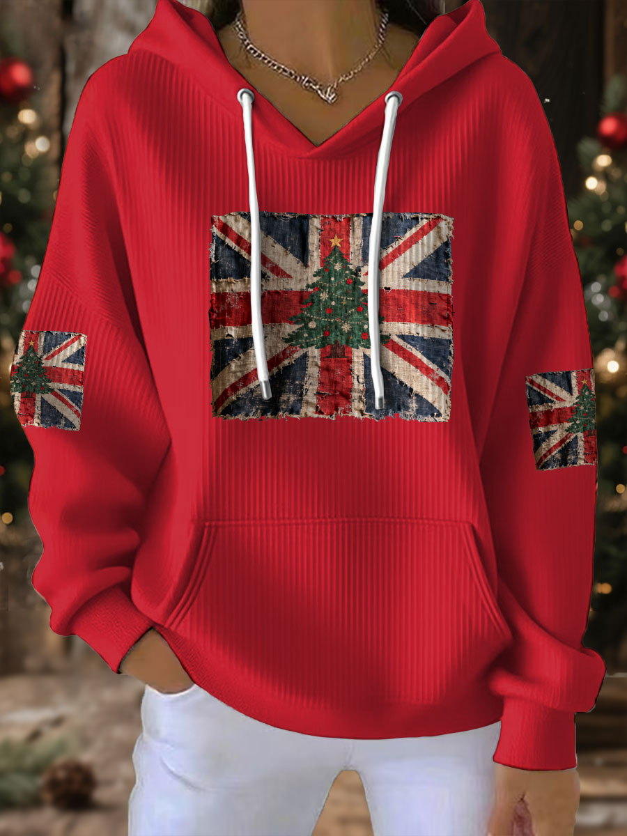 Women's UK Flag Christmas Santa Printed Sweatshirt