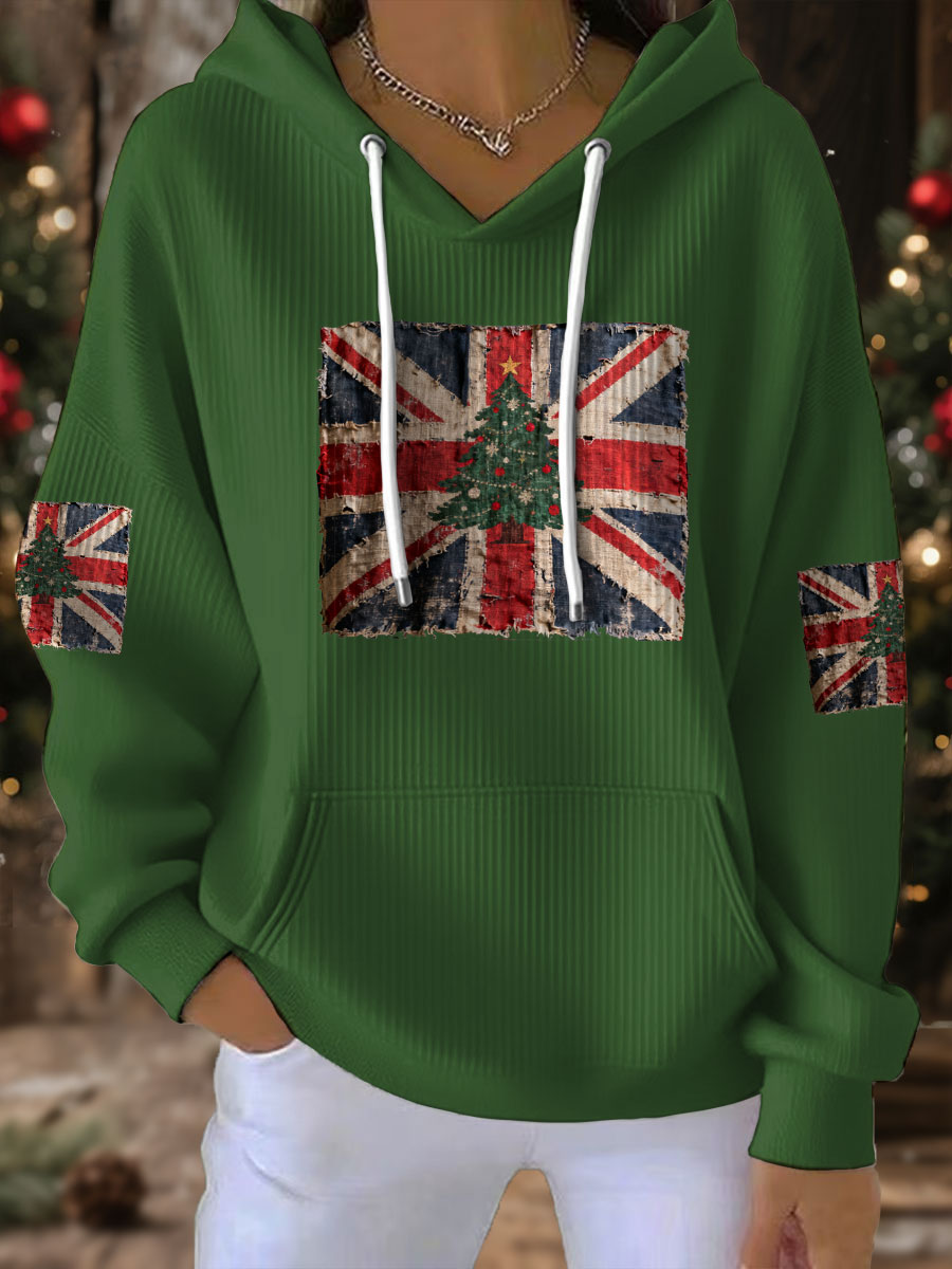 Women's UK Flag Christmas Santa Printed Sweatshirt
