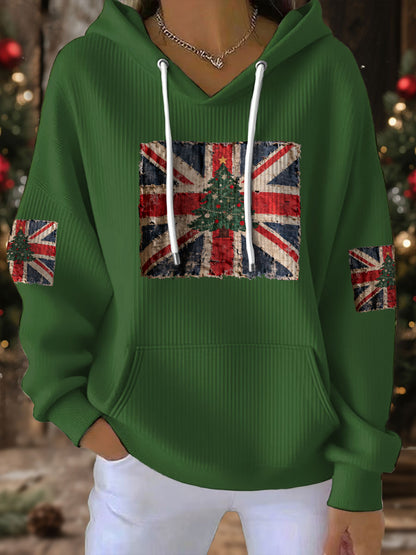 Women's UK Flag Christmas Santa Printed Sweatshirt