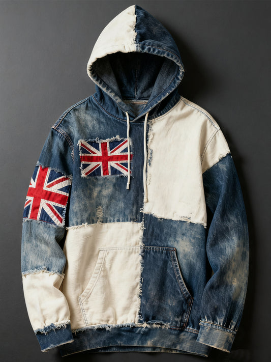 Men's Vintage England Flag Printed Casual Hoodie