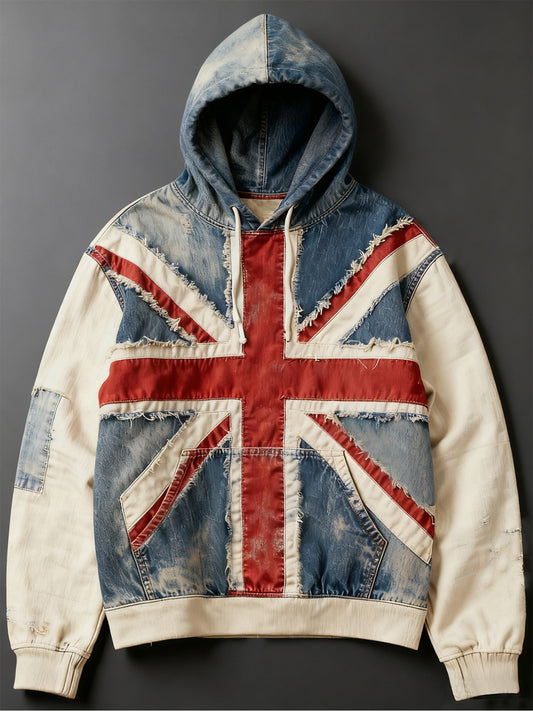 Men's Vintage England Flag Printed Casual Hoodie