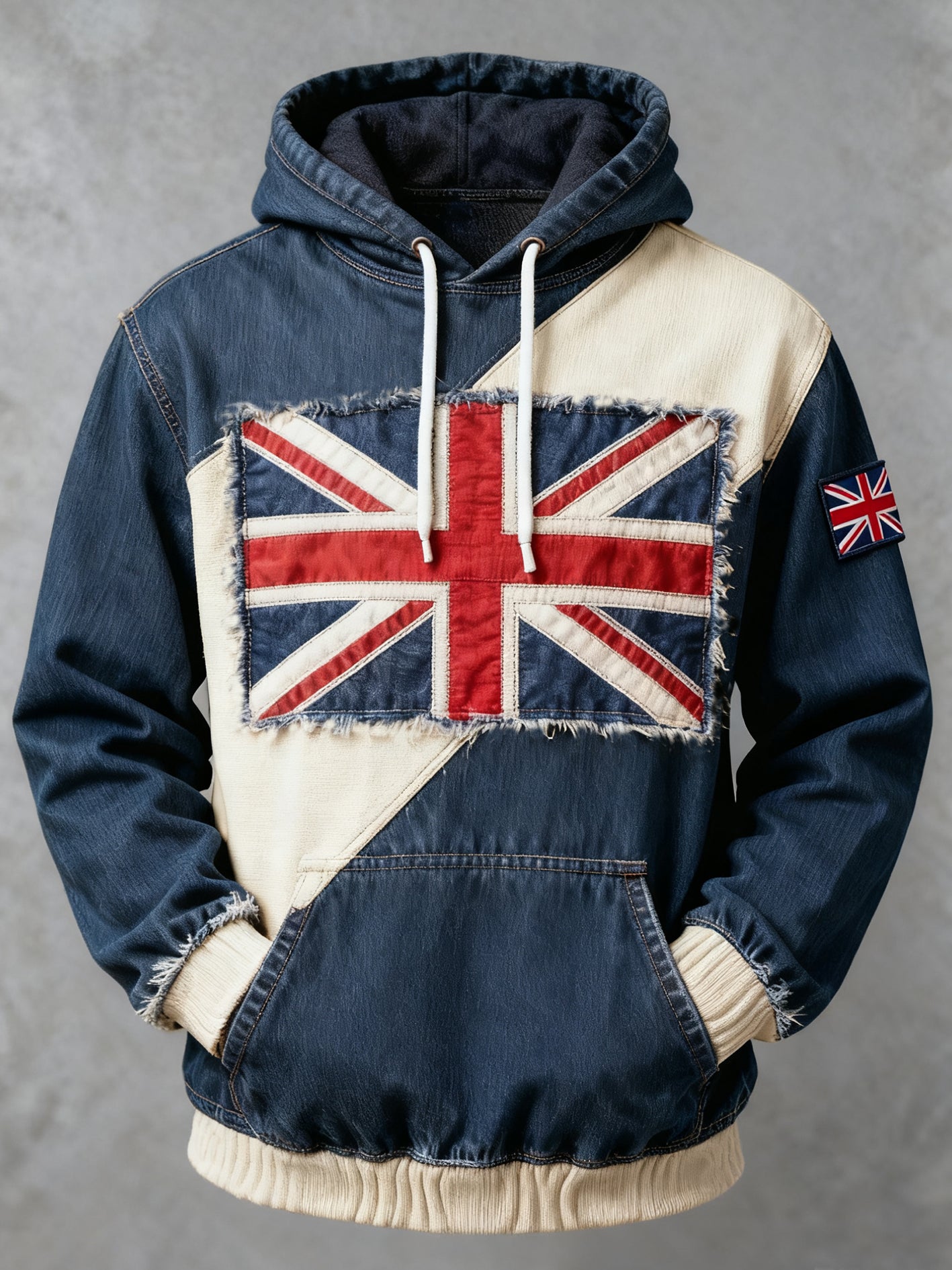 Men's Vintage England Flag Printed Casual Hoodie