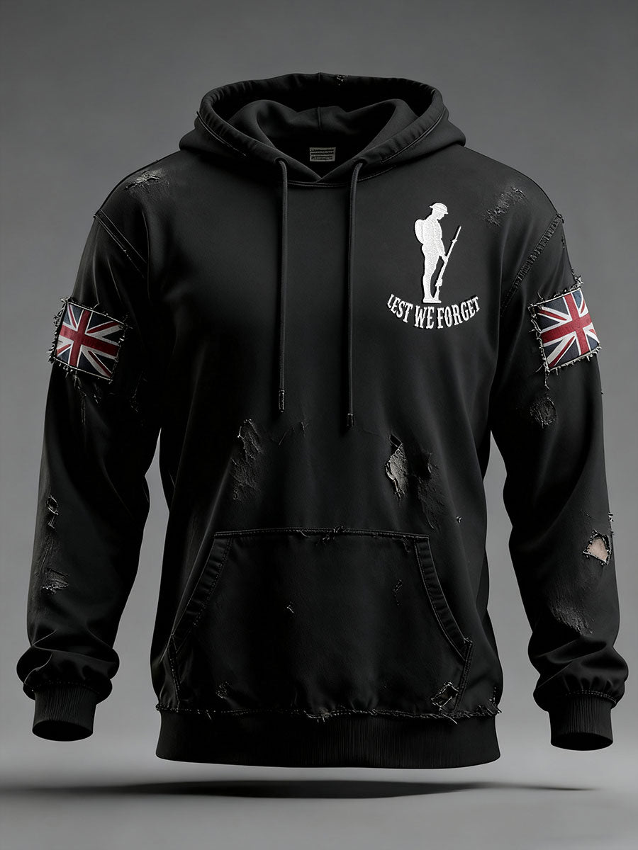 Men's Remembrance Day Lest We Forget Oversized Drop-Shoulder Hoodie With Pockets