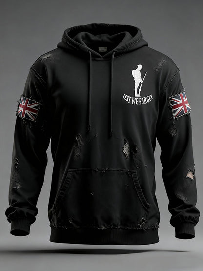 Men's Remembrance Day Lest We Forget Oversized Drop-Shoulder Hoodie With Pockets
